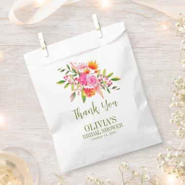 Modern Pink Orange Floral  Custom Favor Bag