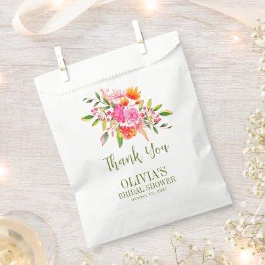 Modern Pink Orange Floral Bridal Shower Custom Favor Bag