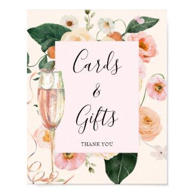 Modern Pink Peach Floral Champagne  Poster