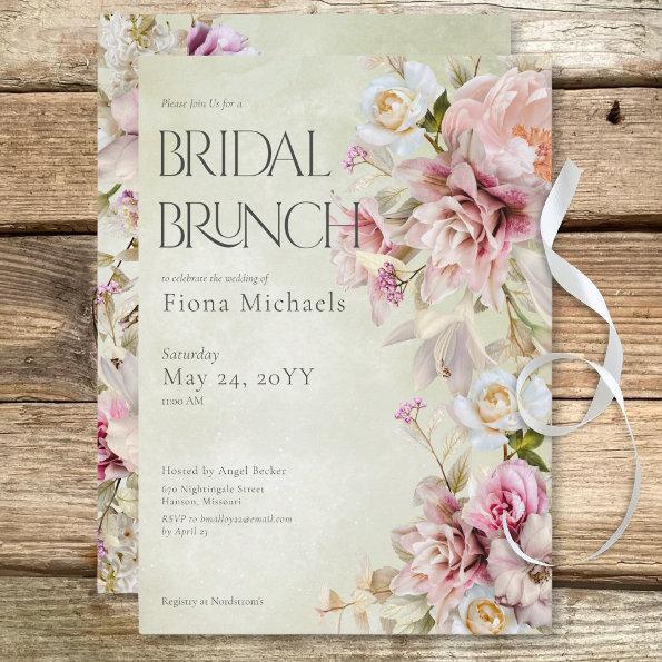 Modern Pink Roses & Lilies Green Bridal Brunch