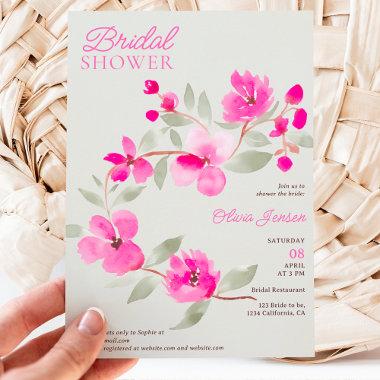 Modern pink sakura floral watercolor bridal shower Invitations