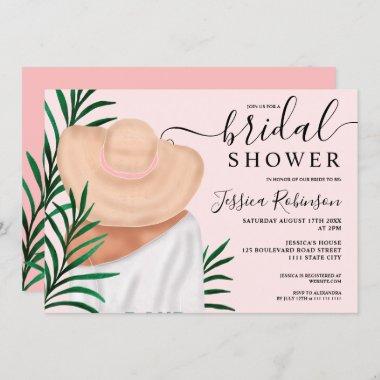 Modern pink tropical illustration bridal shower Invitations