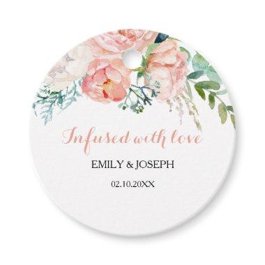 Modern Pink Tropical Infused with Love Wedding Favor Tags