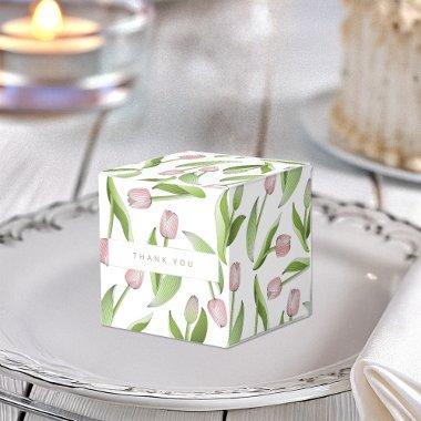 Modern Pink Tulip Flower Thank You Party Favor Boxes