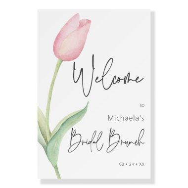 Modern Pink Tulip Solo Bridal Brunch Welcome Foam Board
