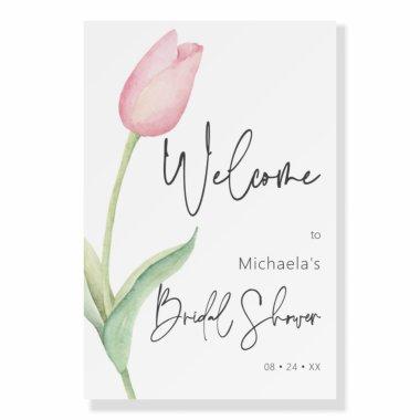 Modern Pink Tulip Solo  Welcome Foam Board