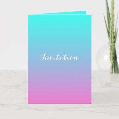modern pink turquoise ombre wedding Invitations