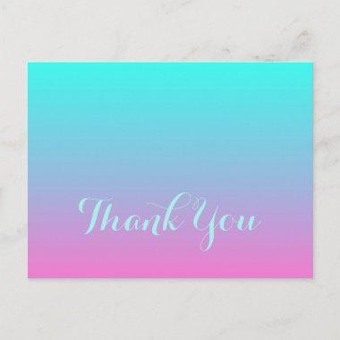 modern pink turquoise ombre wedding thank you postInvitations