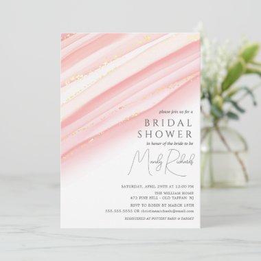 Modern Pink Watercolor Bridal Shower Invitations