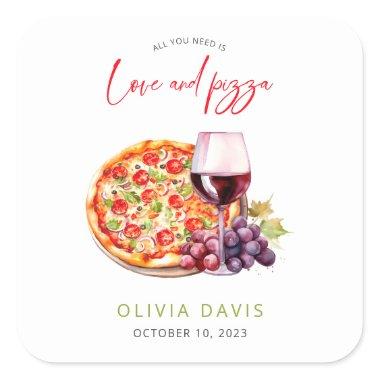 Modern Pizza Party  Square Sticker
