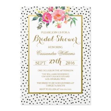 Modern Polka Dots and Gold Bridal Shower Invitations