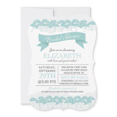 Modern Pool Blue Umbrella Bridal Shower Invitations