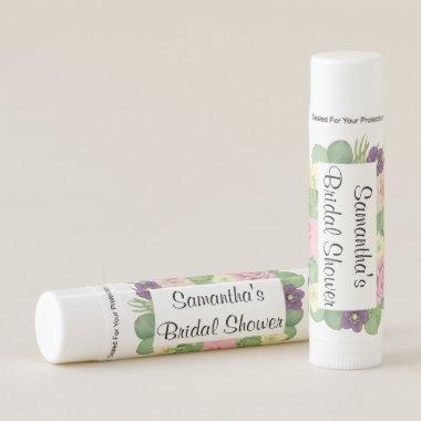 Modern Purple and Green Floral Thank You Lip Balm