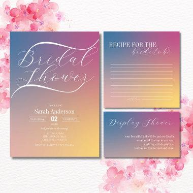 Modern Purple Gradient Ombre Script Bridal Shower Invitations