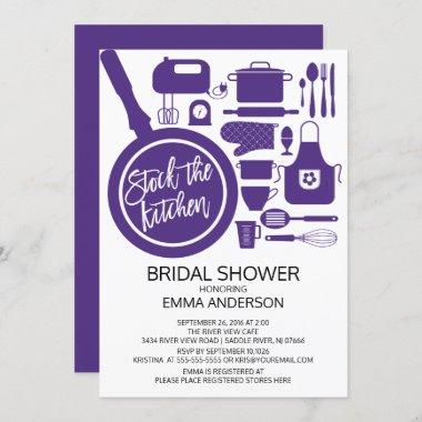 Modern Purple Kitchen Bridal Shower Invitations