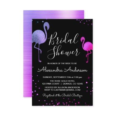 Modern Purple Pink Foil Flamingo