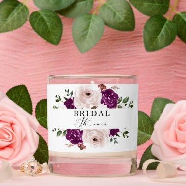 Modern Purple Plum Blush Pink Floral Bridal Shower Scented Candle