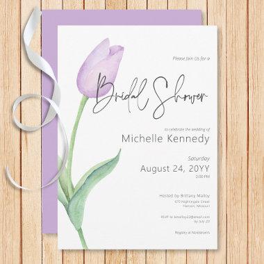 Modern Purple Tulip Solo Bridal Shower Invitations