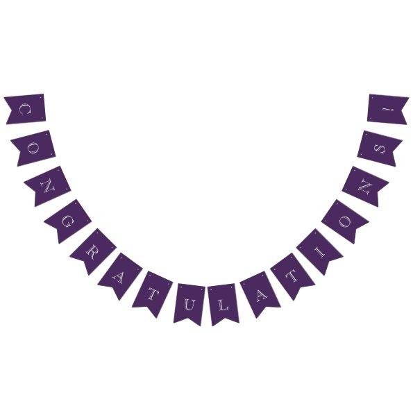 Modern Purple & White Congratulations Bunting Flags