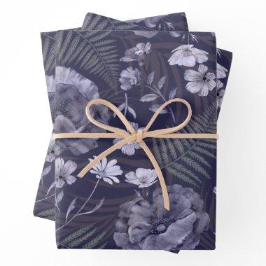 Modern Purple Wildflower Pattern Wrapping Wrapping Paper Sheets