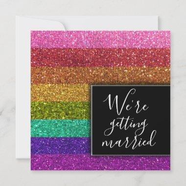 Modern Rainbow Glitter Colorful Sparkles Elegant I Invitations