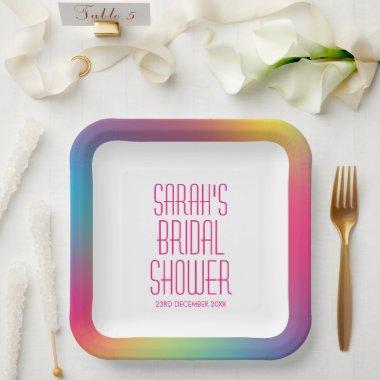 Modern Rainbow Holographic Gradient  Paper Plates