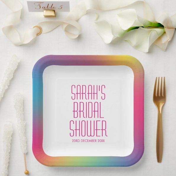 Modern Rainbow Holographic Gradient  Paper Plates