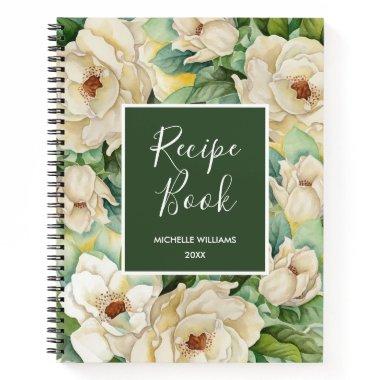 Modern Recipe Book Magnolia Green Floral Name