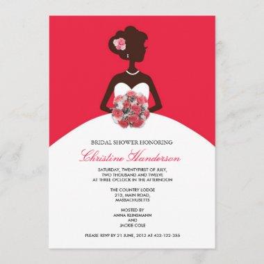 Modern Red Bridal Shower Invitations