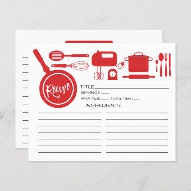 Modern Red Kitchen Utensils Recipe Invitations
