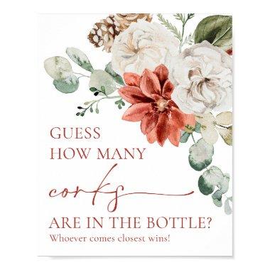 Modern Red Winter Guess How Many Corks Game Sign