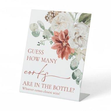 Modern Red Winter Guess How Many Corks Game Sign