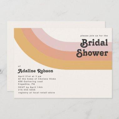 Modern Retro 70's Rainbow Bridal Shower Invitations