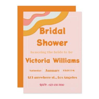 Modern Retro 70's Rainbow Bridal Shower Invitations