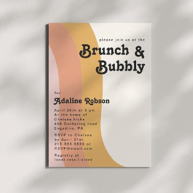 Modern Retro 70's Rainbow Brunch and Bubbly Invitations