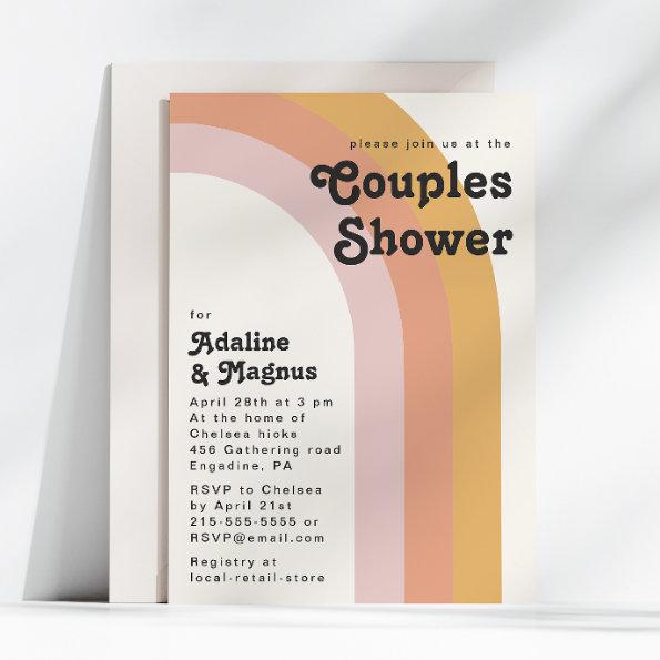 Modern Retro 70's Rainbow Couples Shower Invitations