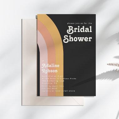 Modern Retro 70's Rainbow Dark Bridal Shower Invitations
