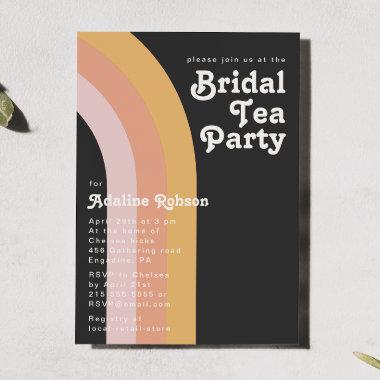 Modern Retro 70's Rainbow Dark Bridal Tea Party In Invitations