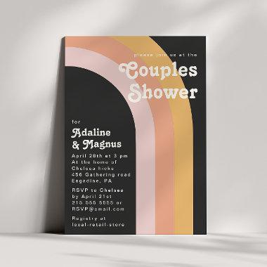 Modern Retro 70's Rainbow Dark Couples Shower Invitations