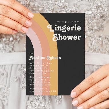 Modern Retro 70's Rainbow Dark Lingerie Shower Invitations