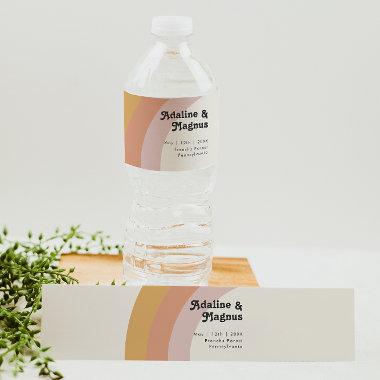 Modern Retro 70's Rainbow Water Bottle Label