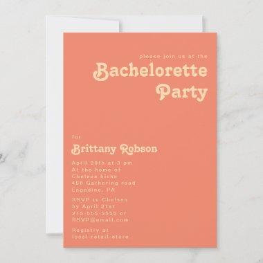 Modern Retro | Coral Bachelorette Party Invitations
