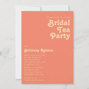 Modern Retro | Coral Bridal Tea Party Invitations