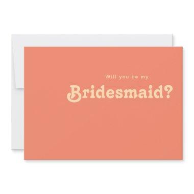 Modern Retro | Coral Bridesmaid Proposal Invitations