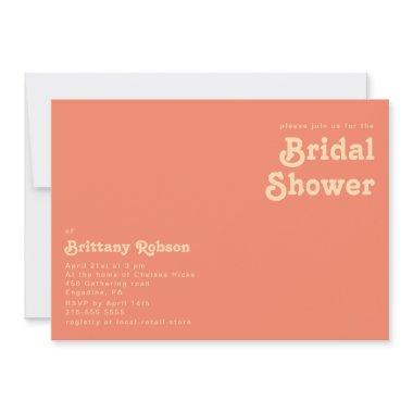 Modern Retro | Coral Horizontal Bridal Shower Invitations