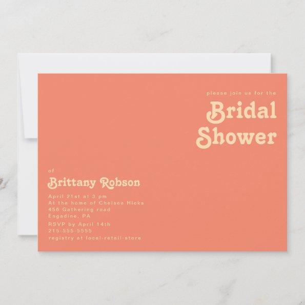 Modern Retro | Coral Horizontal Bridal Shower Invitations