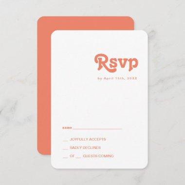 Modern Retro | Coral Rounded Edges RSVP Card