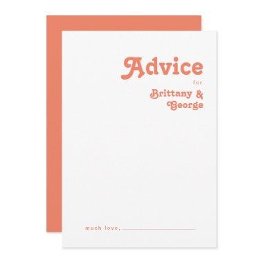 Modern Retro | Coral Wedding Advice Card