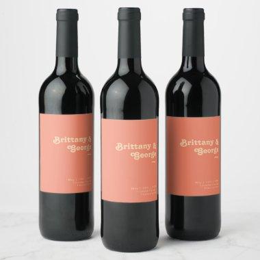 Modern Retro | Coral Wedding Wine Label