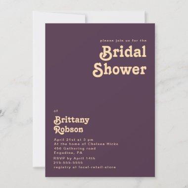 Modern Retro | Dark Purple Bridal Shower Invitations